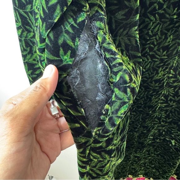 Vintage Goody Goody California Velvet Duster W/XL Green Pink Embroidered Dress - Picture 12 of 14